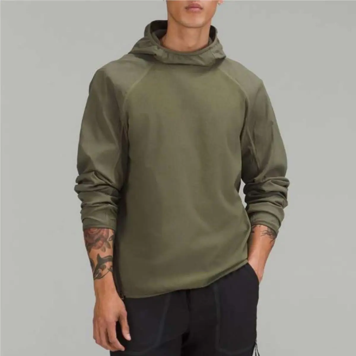Lululemon Mens Fleece Hiking Hoodie Medium Olive Green Xxl Water Resistant