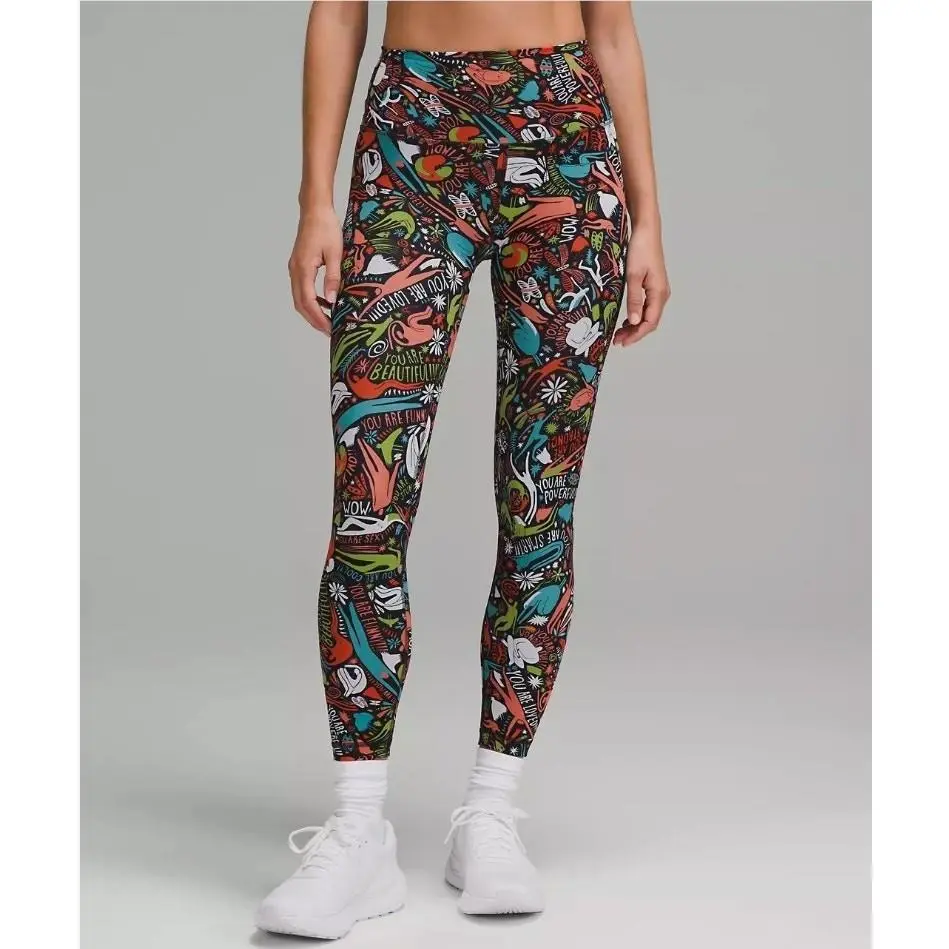 Lululemon x Yolande Mutale Leggings Size 2 Wunder Train HR 25” Coral Kiss Multi