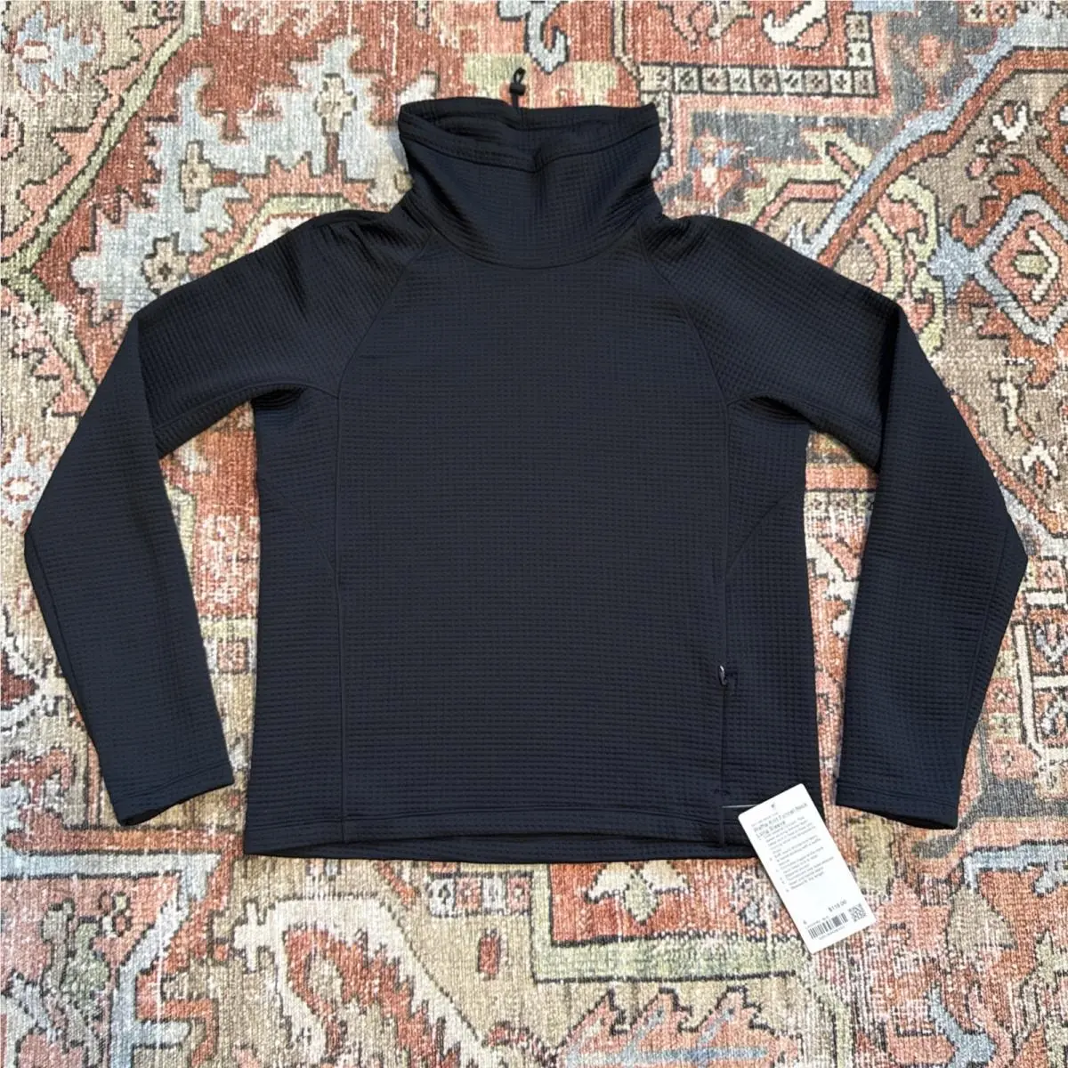 Lululemon Waffle-knit-funnel-neck Long-sleeve Shirt Color: Black Size: 6