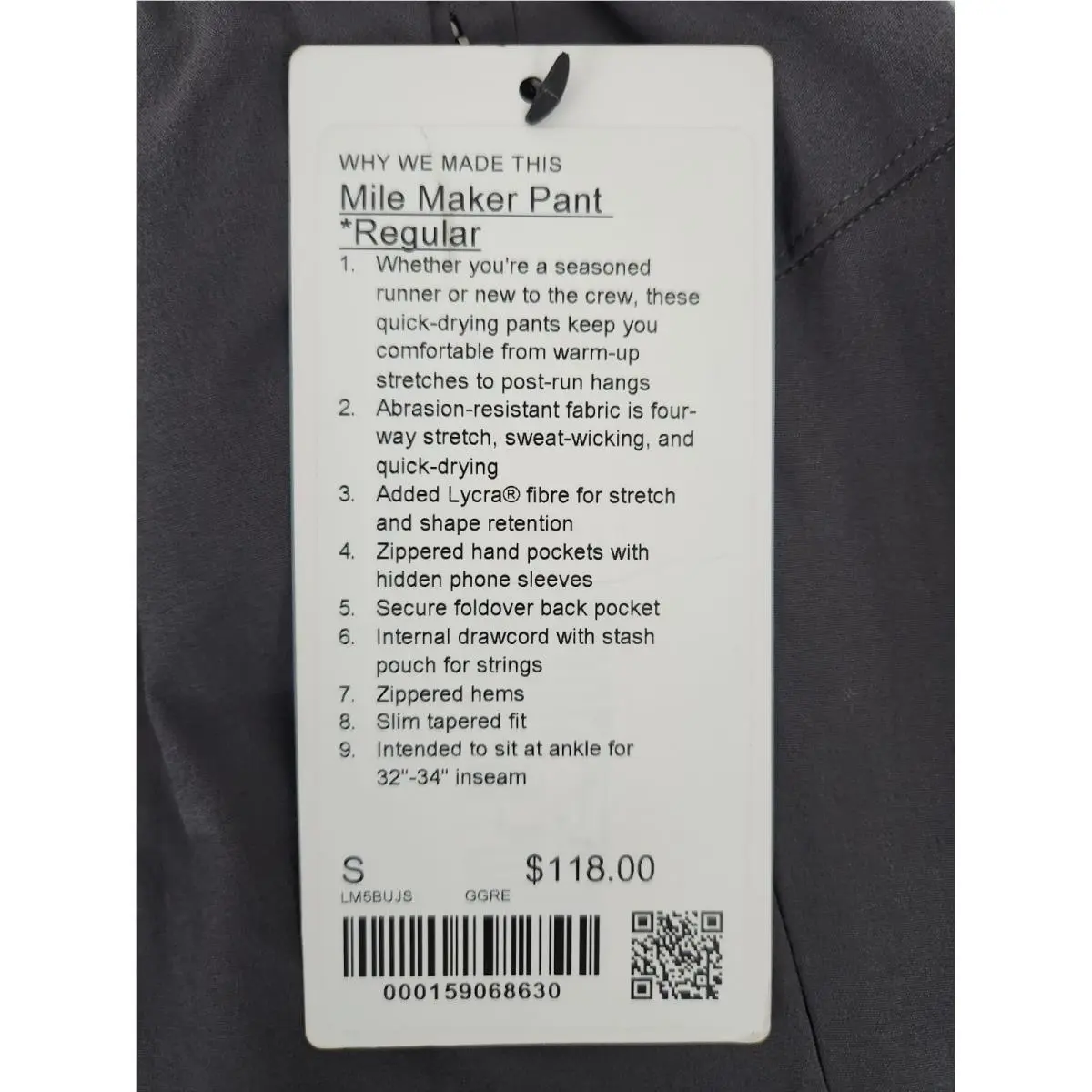 Lululemon clothing - Lululemon Mile Maker - Mile Maker - Graphite Grey 2