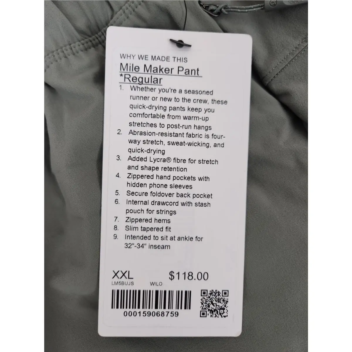 Lululemon clothing - Lululemon Mile Maker - Mile Maker - Willow Leaf 2