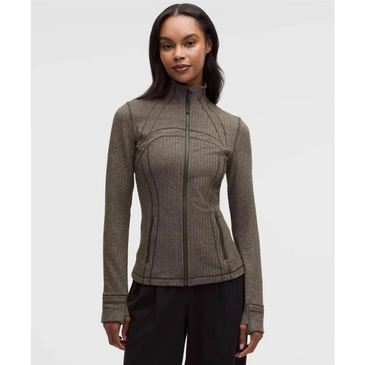 Lululemon Size 2 Define Heathered Herringbone Dark Olive Brown Jacket