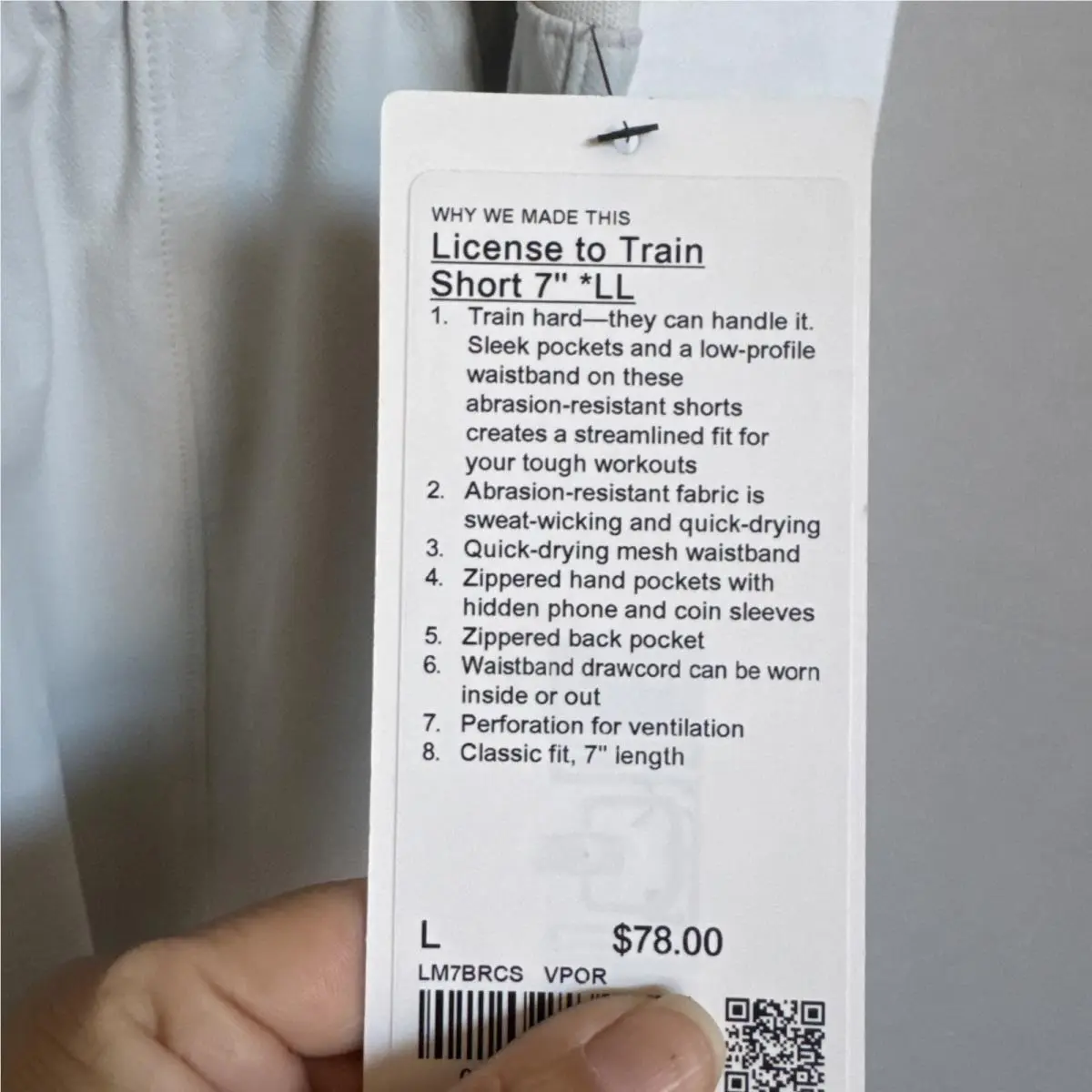 Lululemon clothing - LM7BRCS - Vapor Light Grey Gray 1