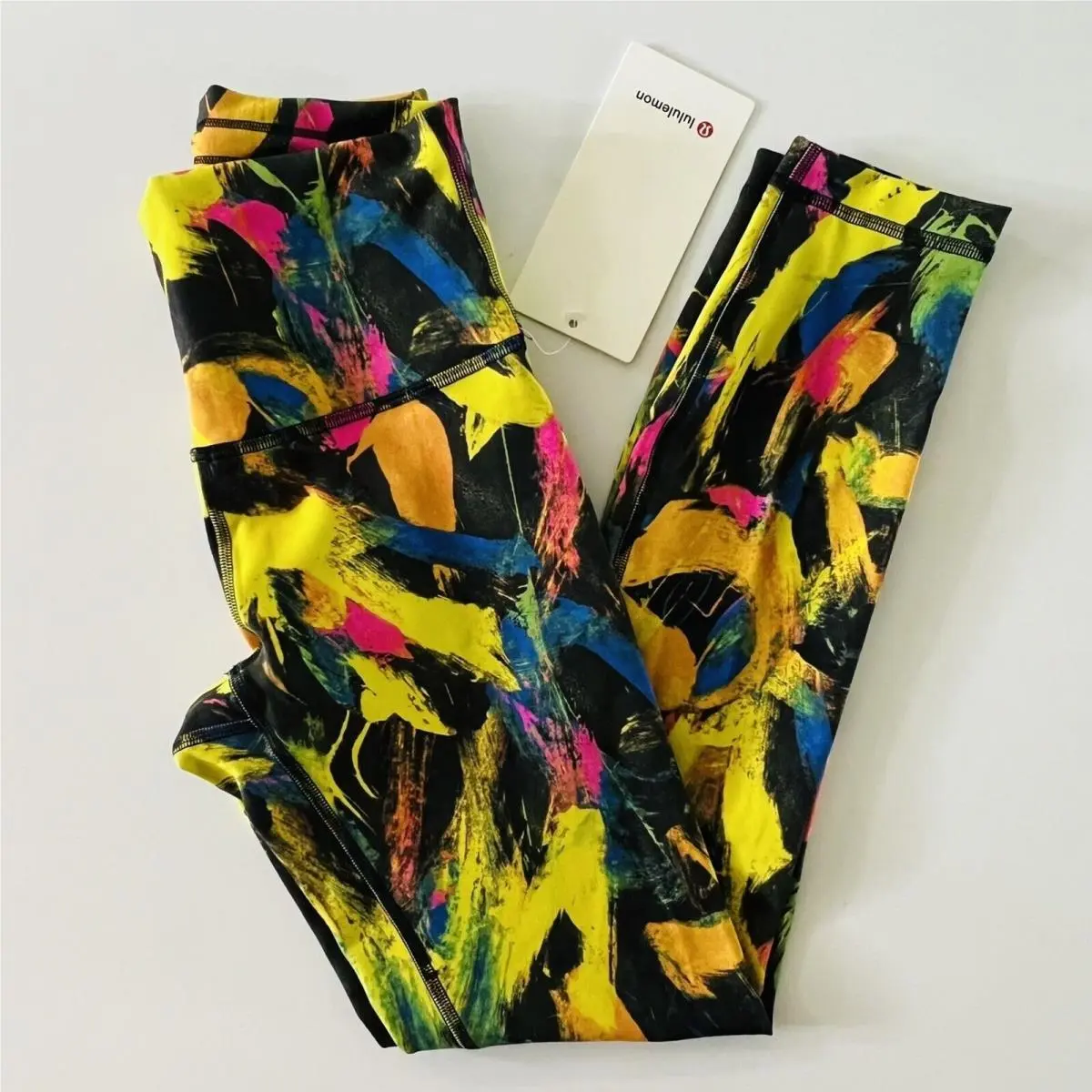 Lululemon Athletica Undertone Black Multi Wunder Train HR Tight 25 Leggings-US4
