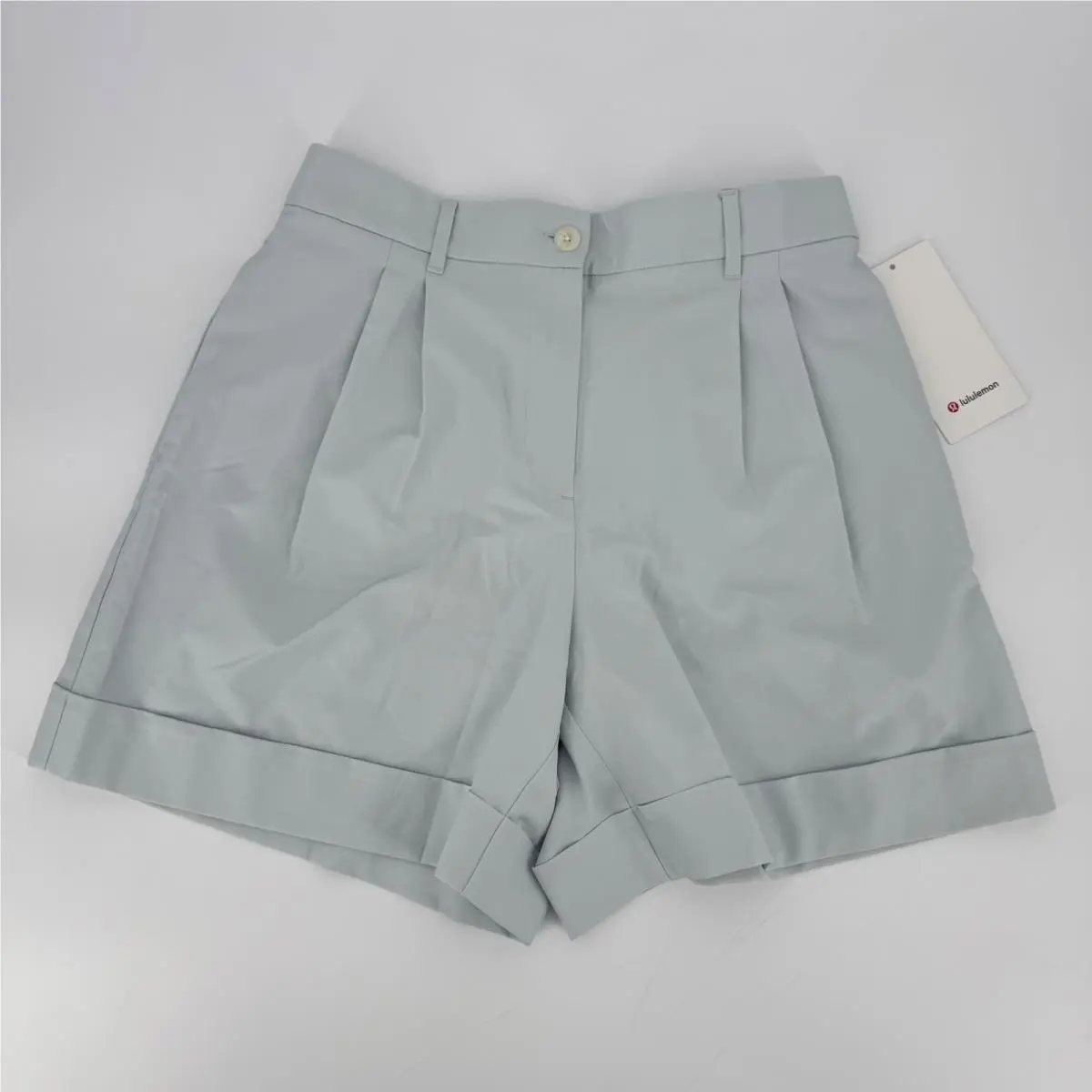 Lululemon Lululinen High-rise Shorts 6 Sz 31 Ocean Air Blue Linen Blend Tailor