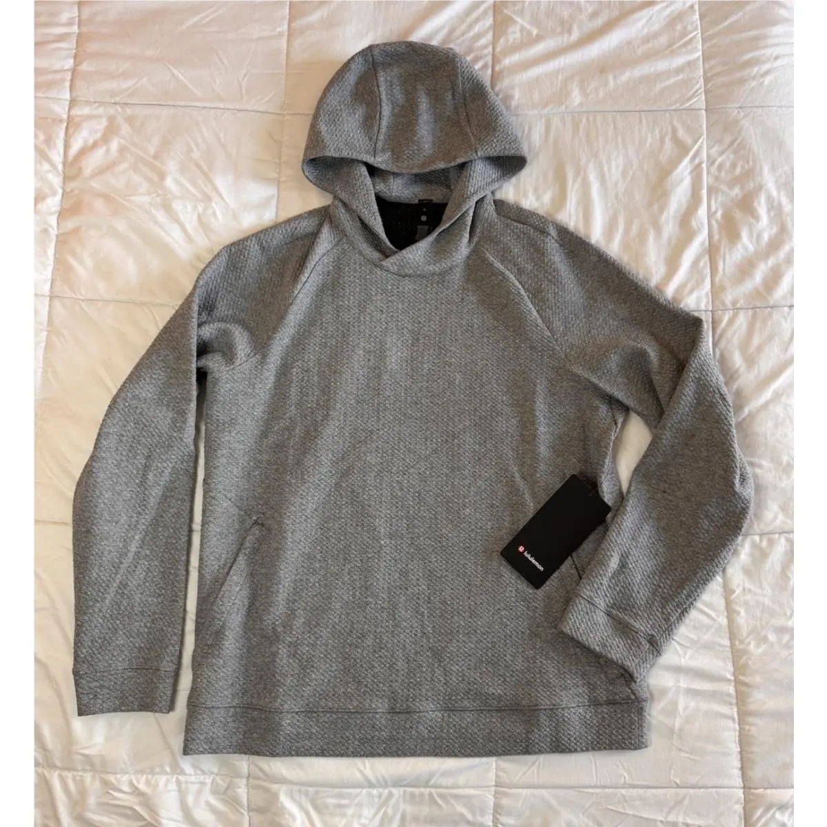 Lululemon Textured Double-knit Cotton Hoodie Size Small Heathered Black