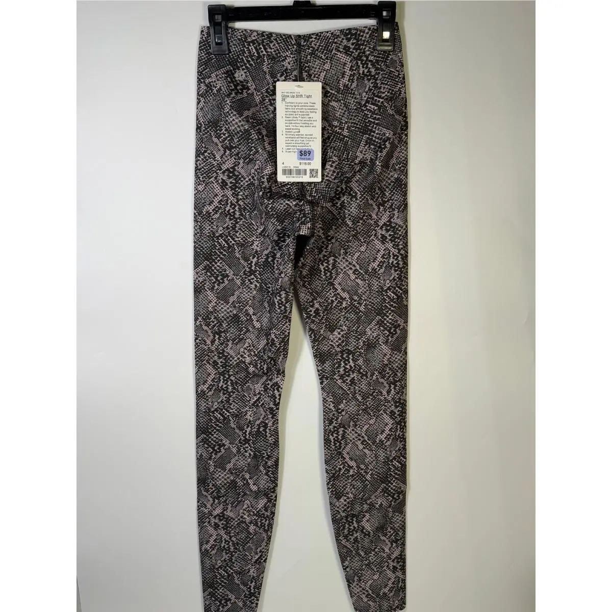 Lululemon Glow Up Shr Tight 28 Leggings Size 4 Pink Black Snakesk