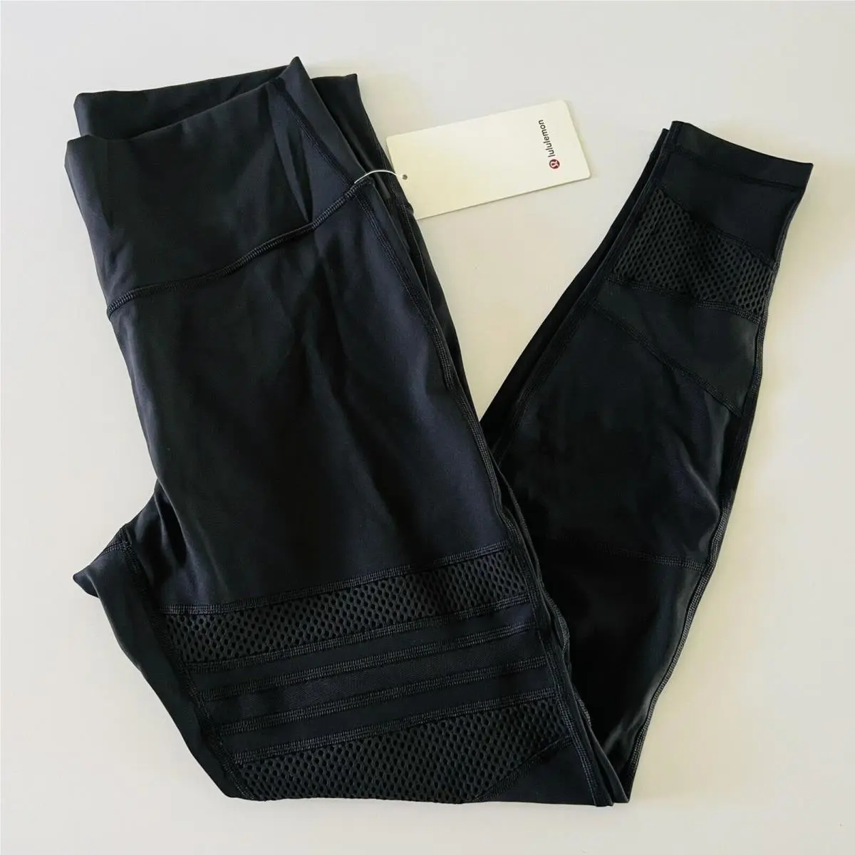 Lululemon Athletica Black Wunder Under HR Tight Mix Mesh Leggings - US 12