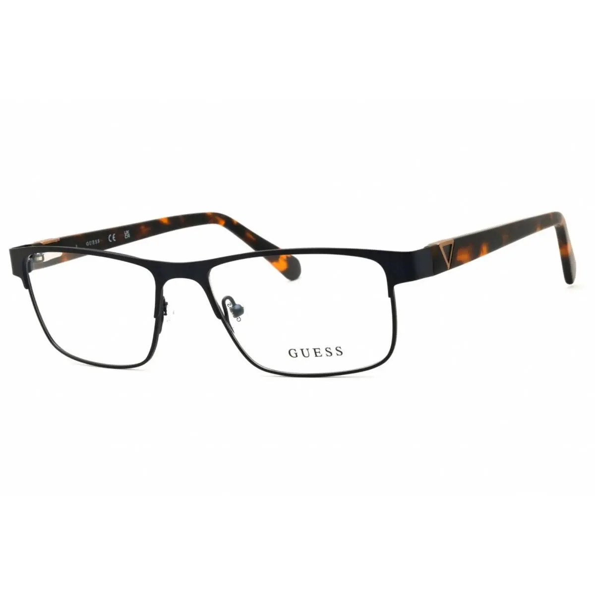 Men`s Eyeglasses Matte Blue Metal Rectangular Full Rim 55mm GU50003 091 by Guess