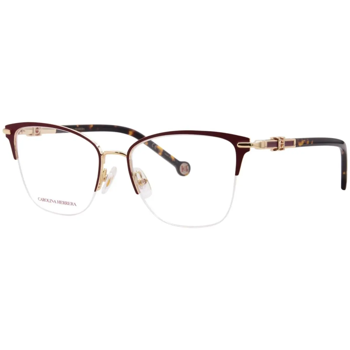 Carolina Herrera HER-0384 6K3 Eyeglasses Women`s Burgundy/gold Semi Rim 52mm - Frame: Black