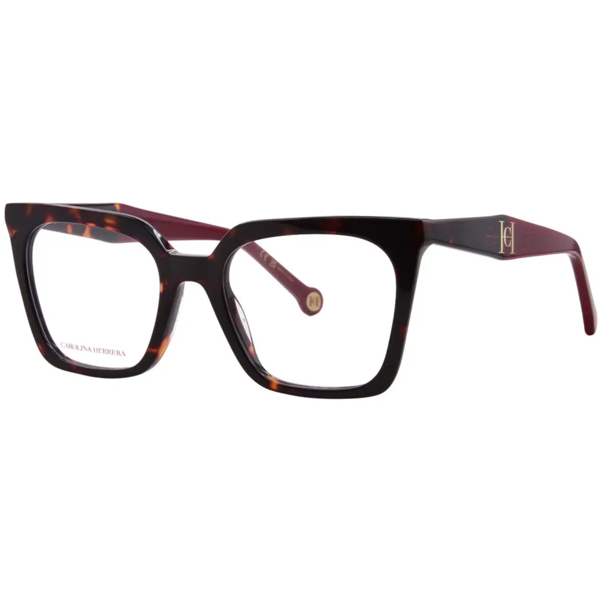 Carolina Herrera HER-0376C 086 Eyeglasses Women`s Havana Full Rim 52mm W/clip-on