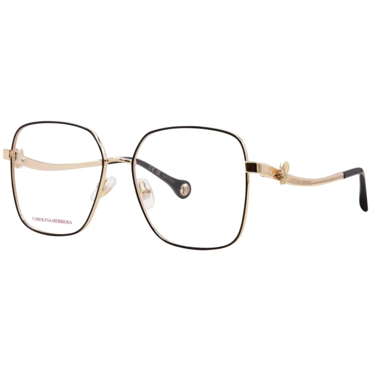 Carolina Herrera HER-0397 Rhl Eyeglasses Frame Women`s Gold/black Full Rim 56mm - Frame: Gold