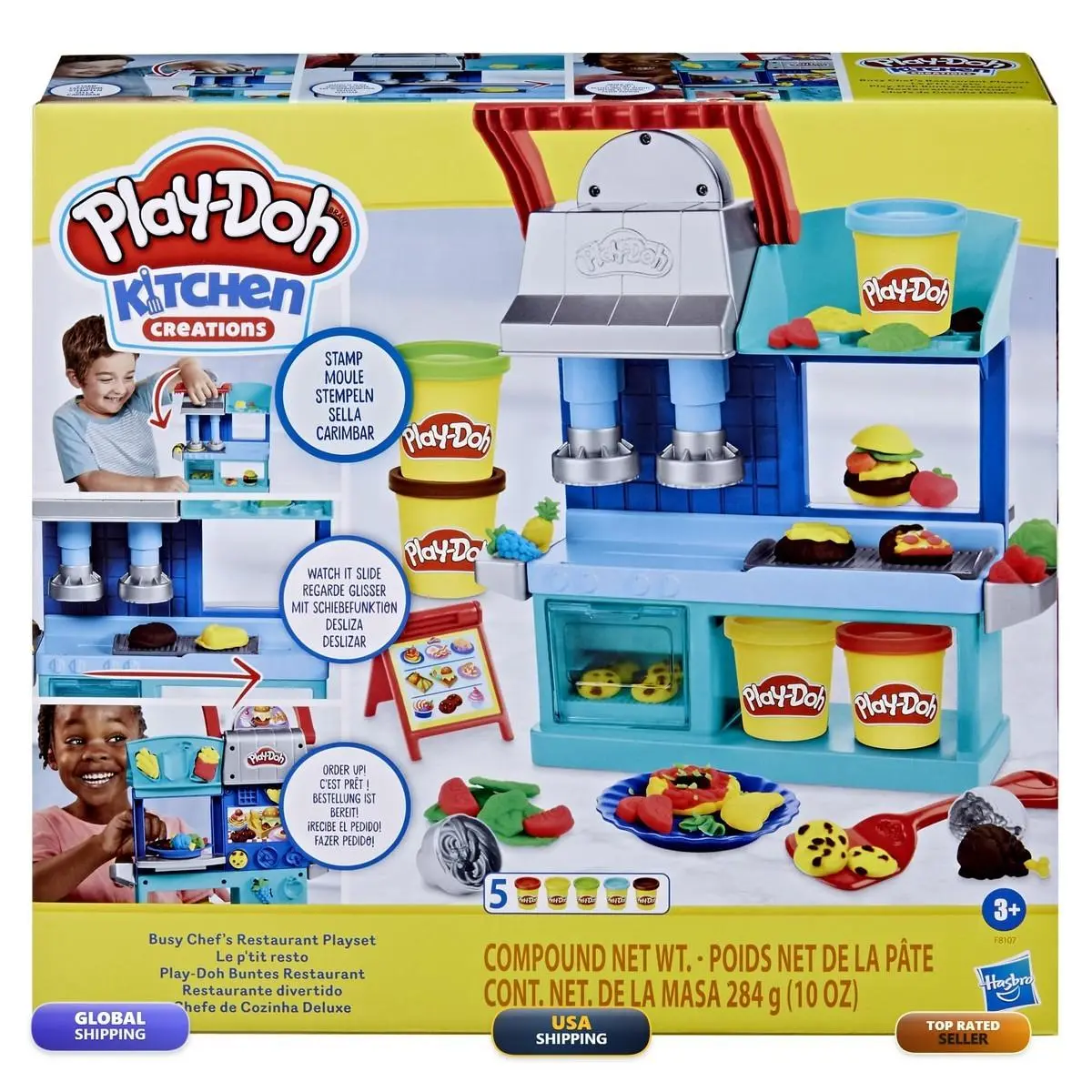 Play-doh Kitchen Creations Busy Chef`s Restaurant Playset 2-Sided Ages 3+