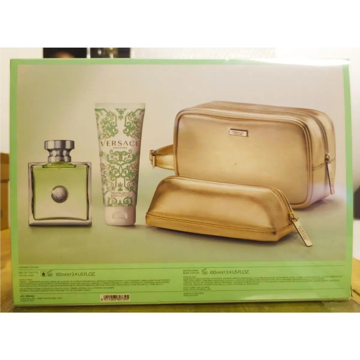 Vintage 2011 Versace Versense Gift Set Monza Formula Golden 2-Bag Travel Kit