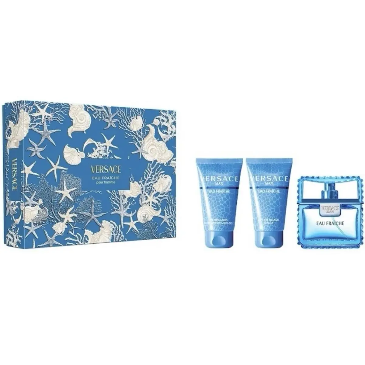 Versace Eau Fraiche by Versace Gift Set For Men 3 Piece Set For Men: 1.7 Oz Eau