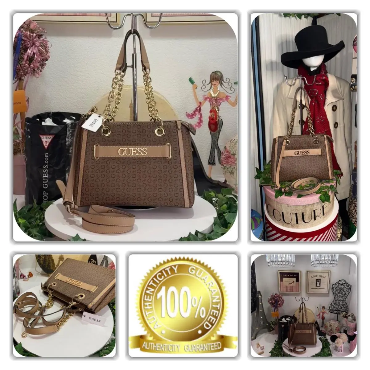 Hermosa Nwt-guess Brown Monogram 2-WAY Bag by Guess