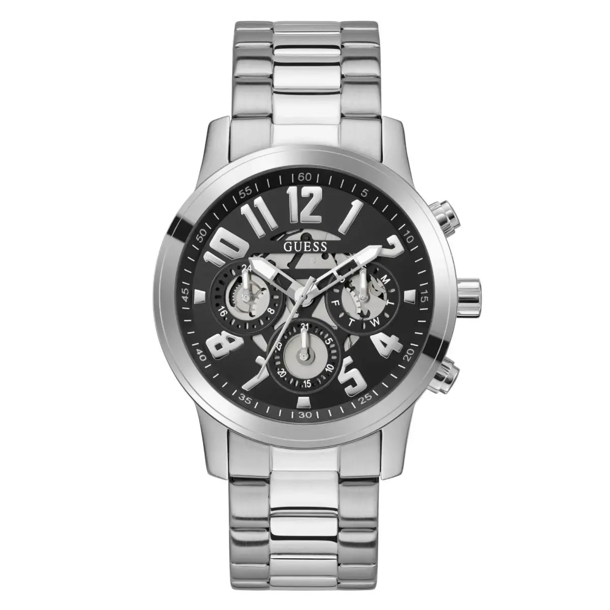 Men Parker Silver Round Dial Multi-function Watch - GW0627G1 by Guess