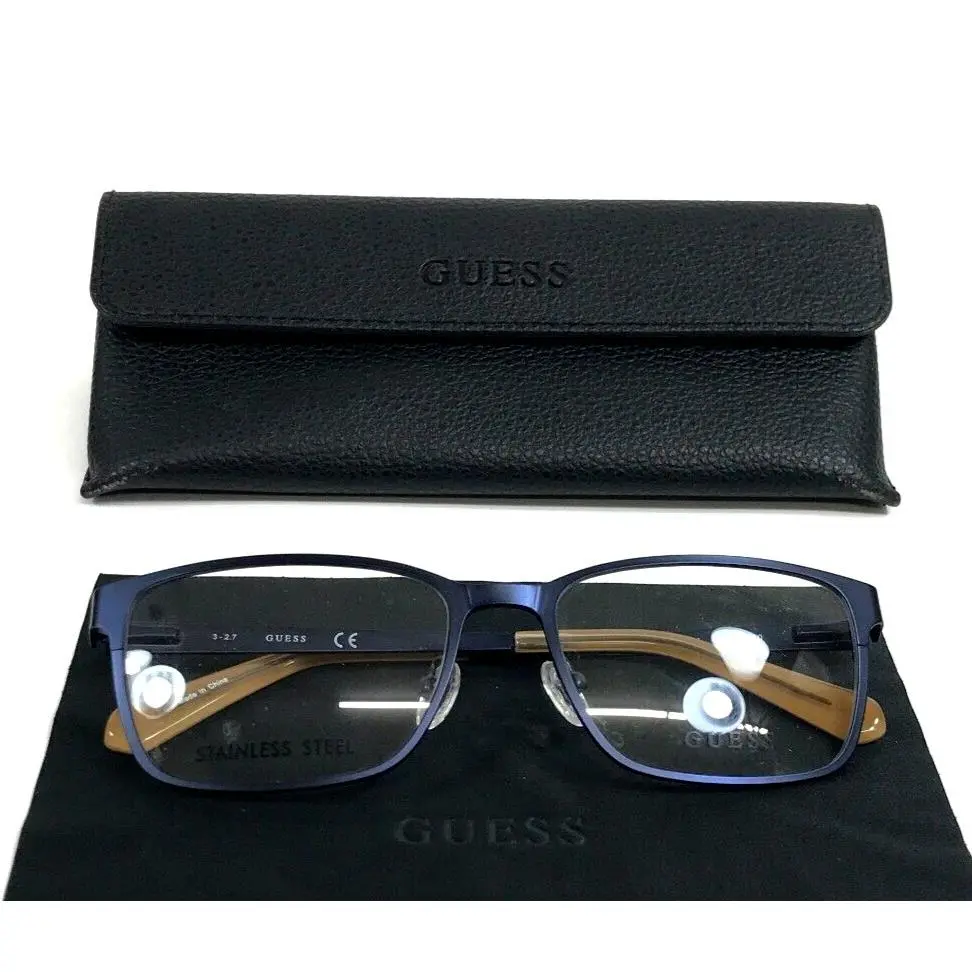 Guess Eyeglasses Frames GU1958 091 Matte Blue Rectangle Full Rim 54-17-140