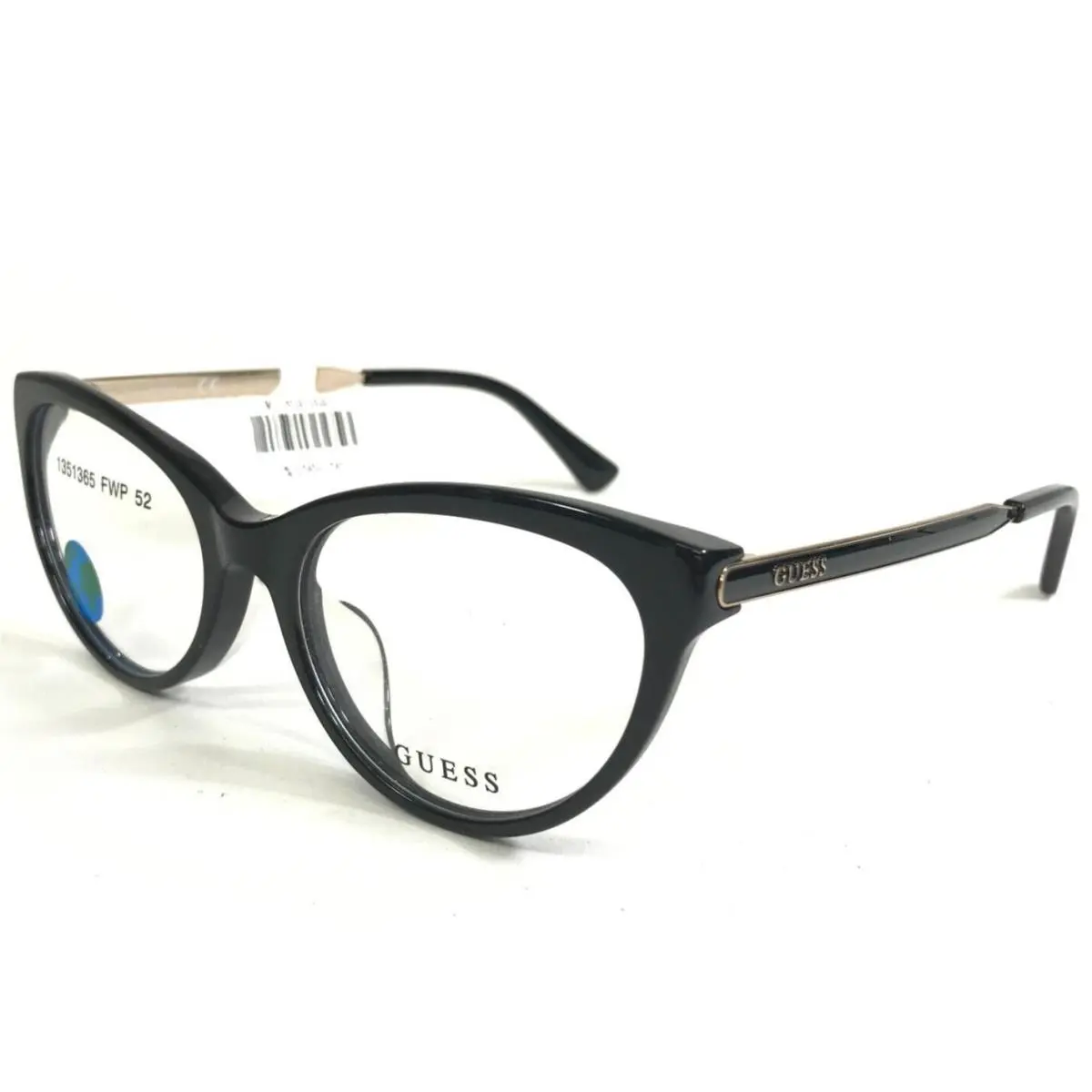 Guess Eyeglasses Frames GU2462A-4 001 Black Gold Cat Eye Full Rim 52-17-140