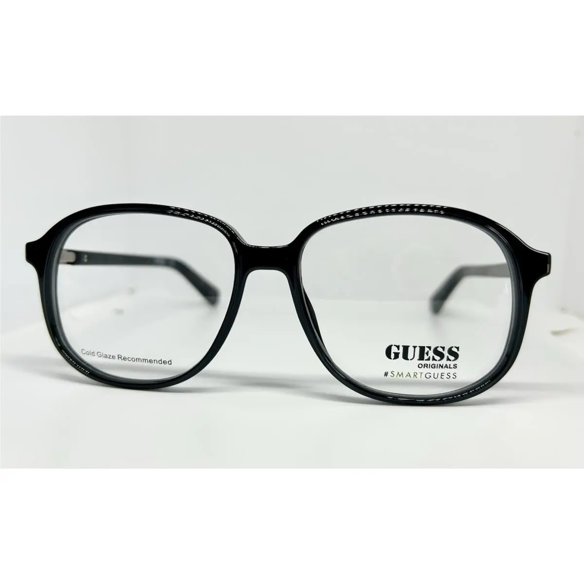 Guess Round Unisex Eyeglasses Frame Pouch Model GU8255 001 Shiny Black