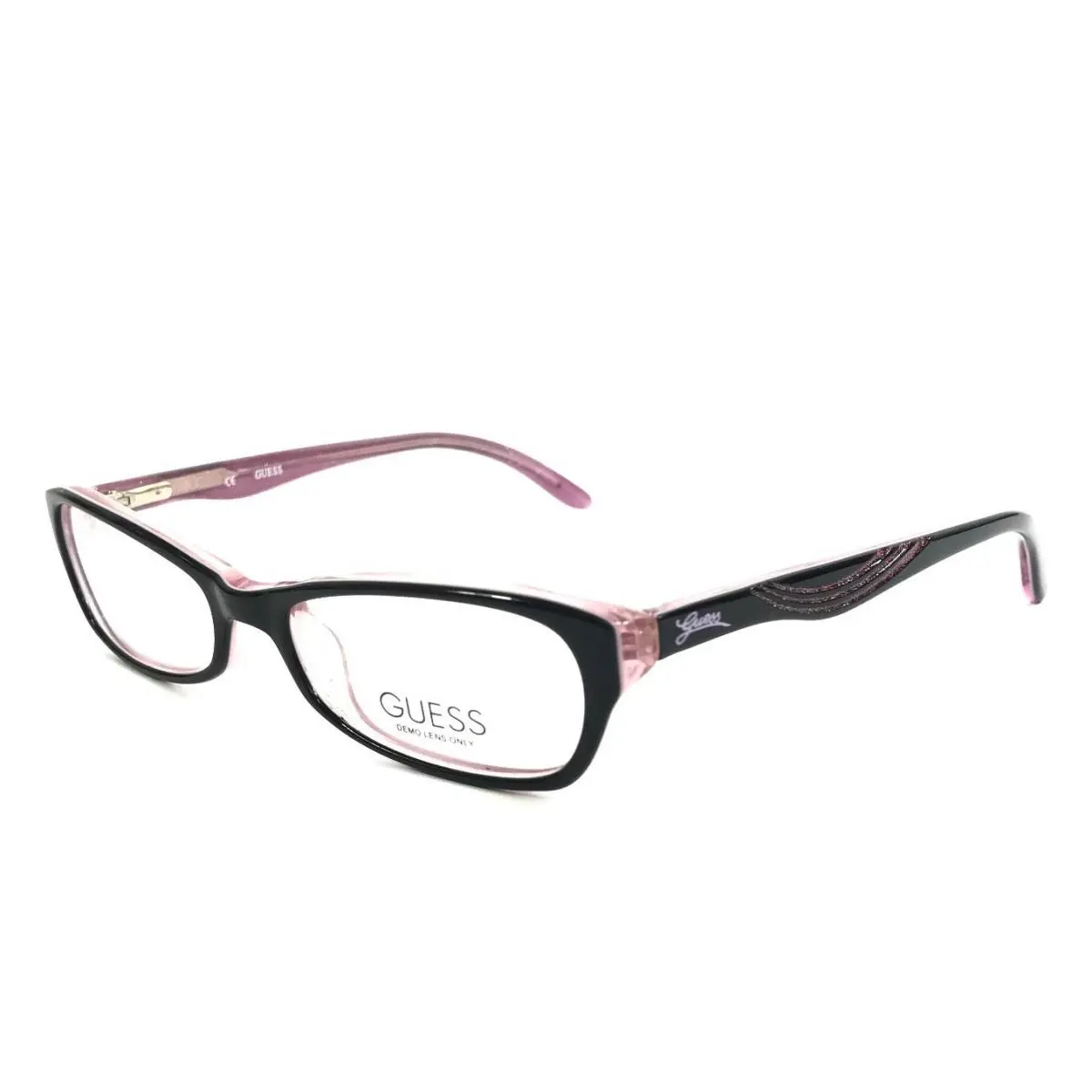 Kids Eyeglasses Frames GU9065 Blk Black Over Pink Rectangle 47-15-130 by Guess