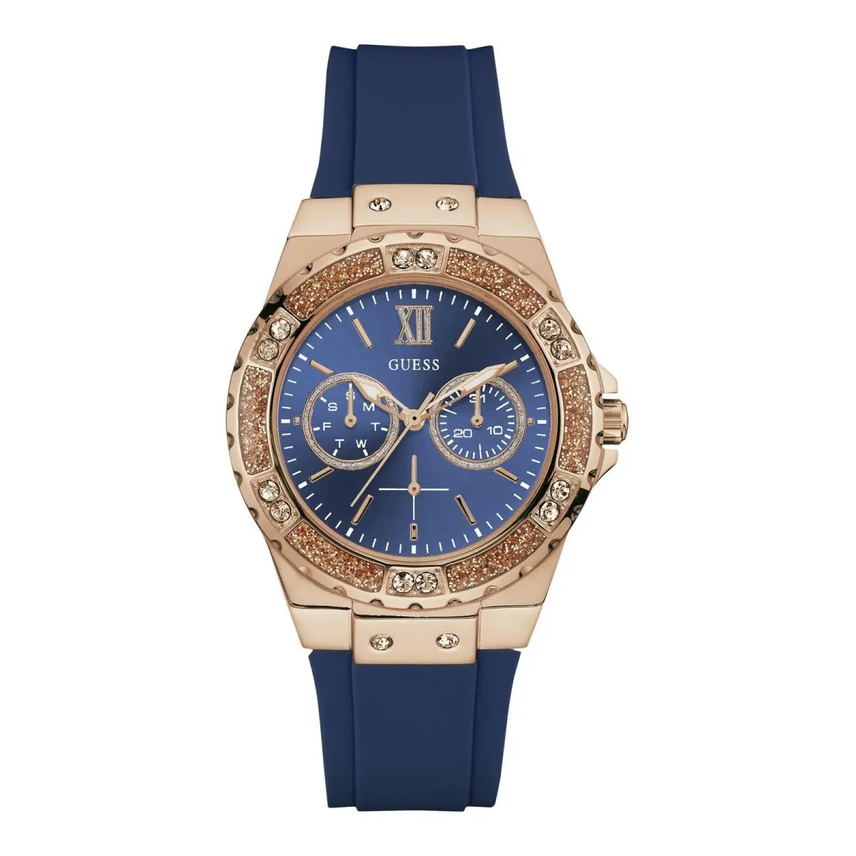 Guess Women`s Stainless Steel + Stain Resistant NS Blue/rose Gold Tone/blue