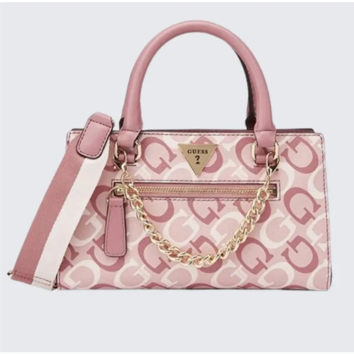 Pink Cream Chain Bandera Purse Shoulder Bag Y2k Logo Convertible by Guess