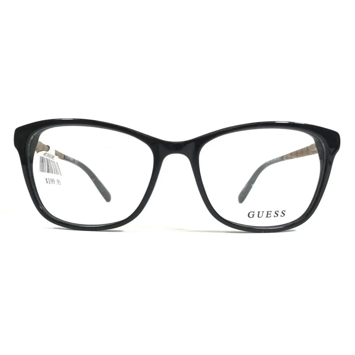 Eyeglasses Frames GU2500 001 Black Gold Square Full Rim 53-16-135 by Guess