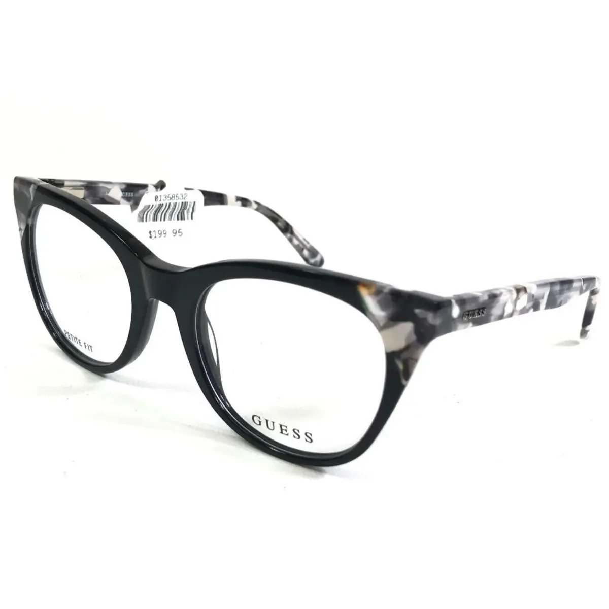 Eyeglasses Frames GU2675 001 Black Gray Marble Round Cat Eye 49-19-140 by Guess
