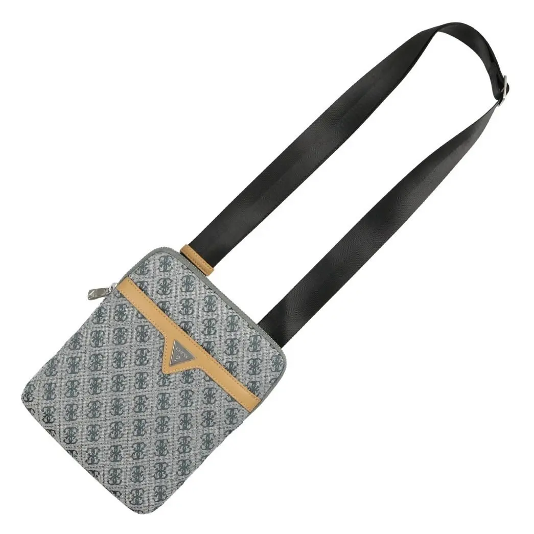 Men`s Milano 4G Logo Crossbody Bag Gray Tan Black by Guess