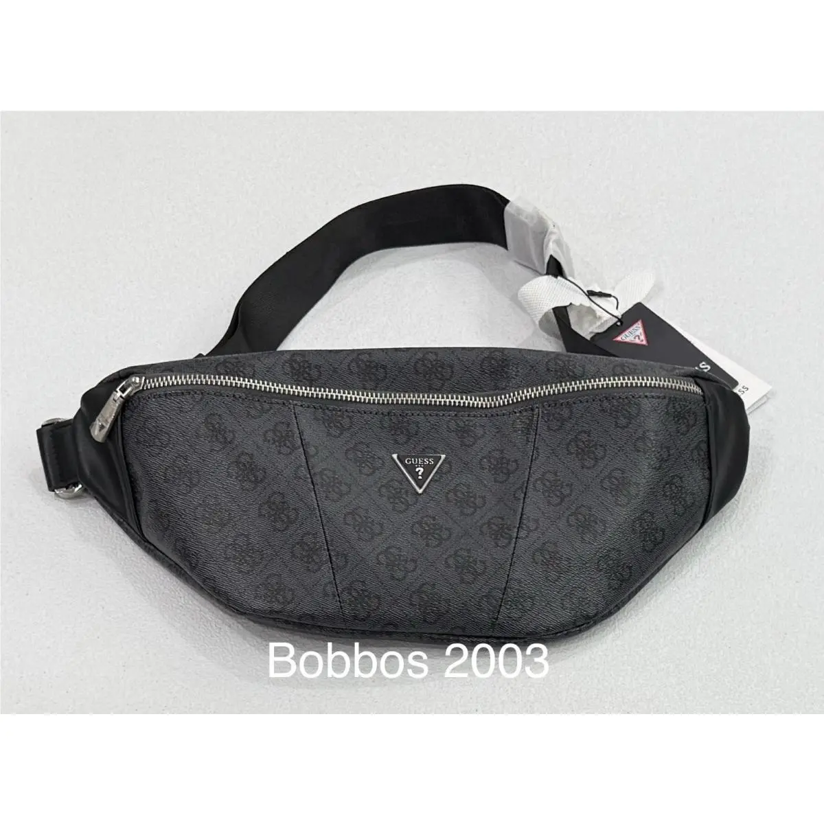 Unisex Torino Medium Bum Bag Black /gray One Size by Guess