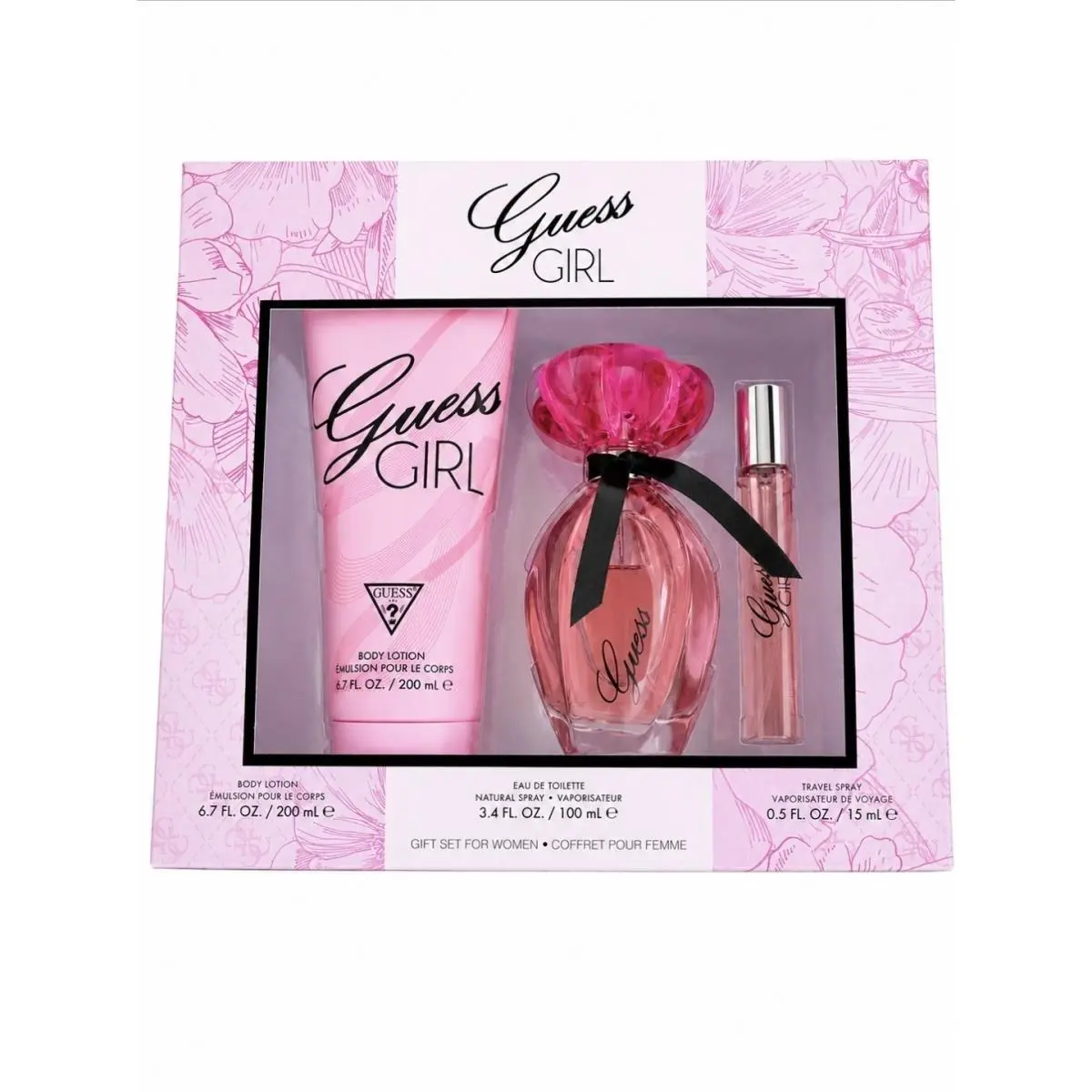 Girl 3-Piece Gift Set Eau de Toilette Body Lotion Travel Spray by Guess