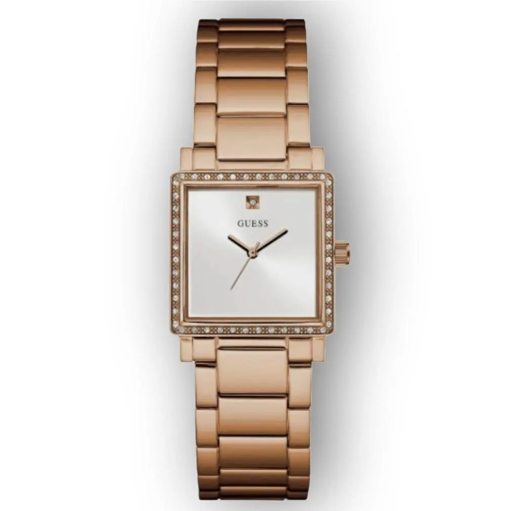 Women`s Rose Gold-tone Plated Crystal Gems Square Watch U0914L3 by Guess