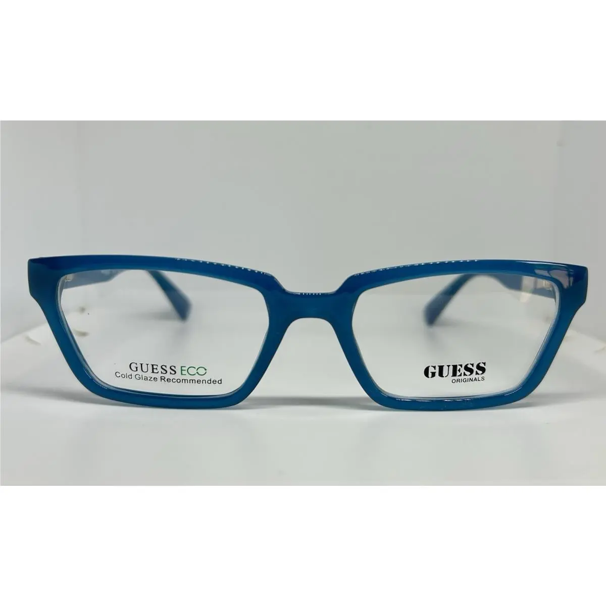 Guess Rectangle Unisex Eyeglasses Frame Pouch Model GU8280 090 Shiny Blue