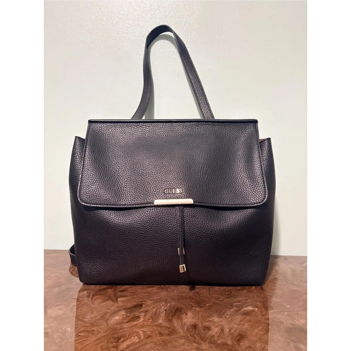 Varsity Pop Top-handle Black Satchel V3207 by Guess