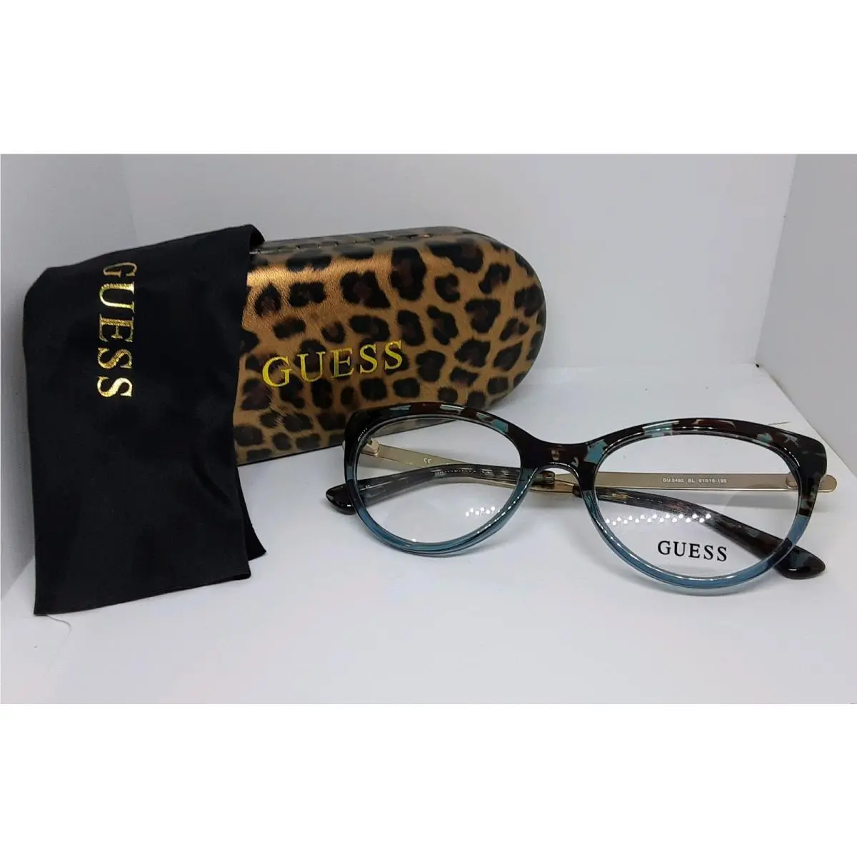 Guess Women`s Eyeglass Frames/opticals Case Model GU 2462 BL Blue Havana