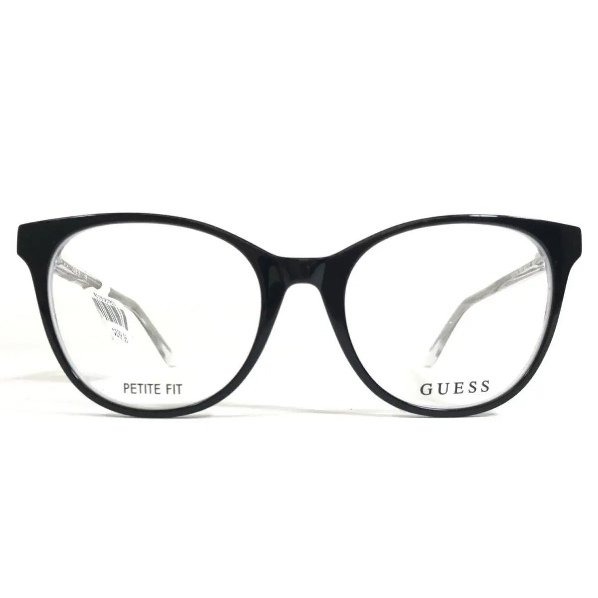 Petite Fit Eyeglasses Frames GU2734 003 Black White Clear Round 49-17-140 by Guess