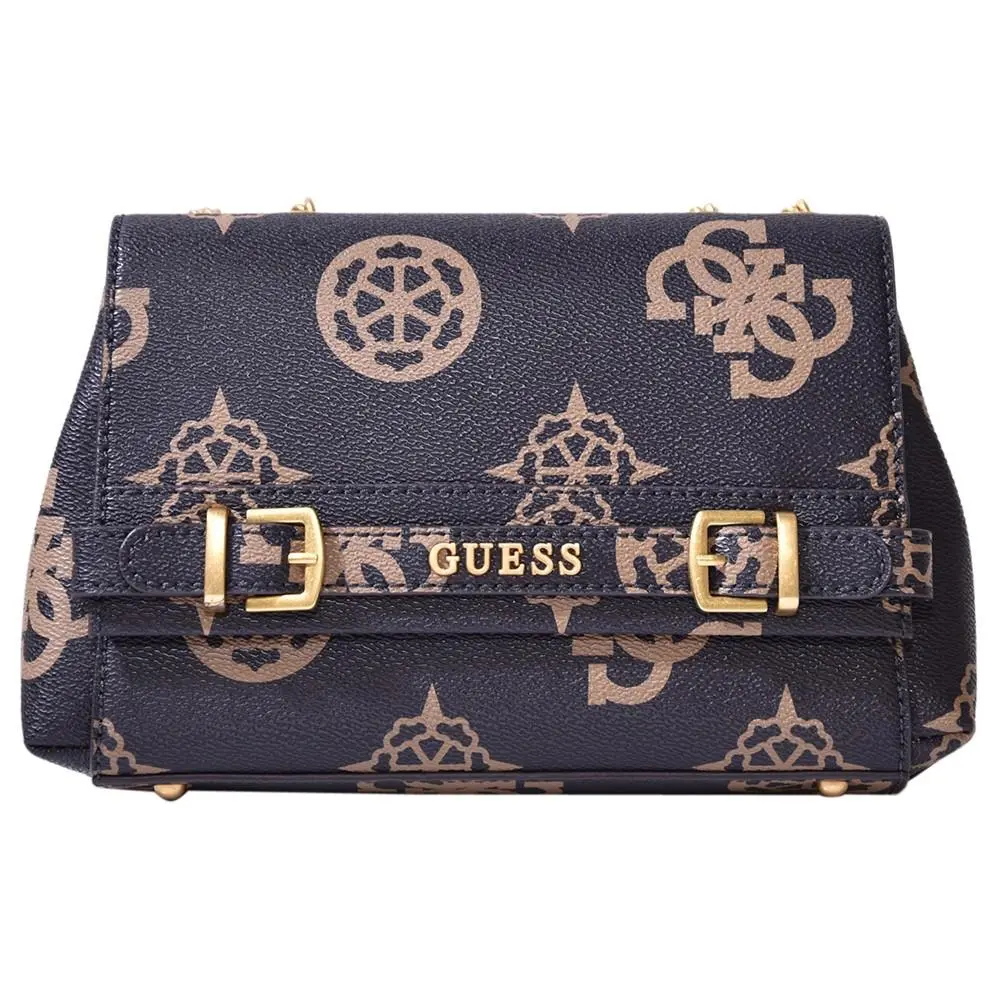 Sestri Women`s Satchel Handbag Fold-over Flap Mocha Logo Signature by Guess