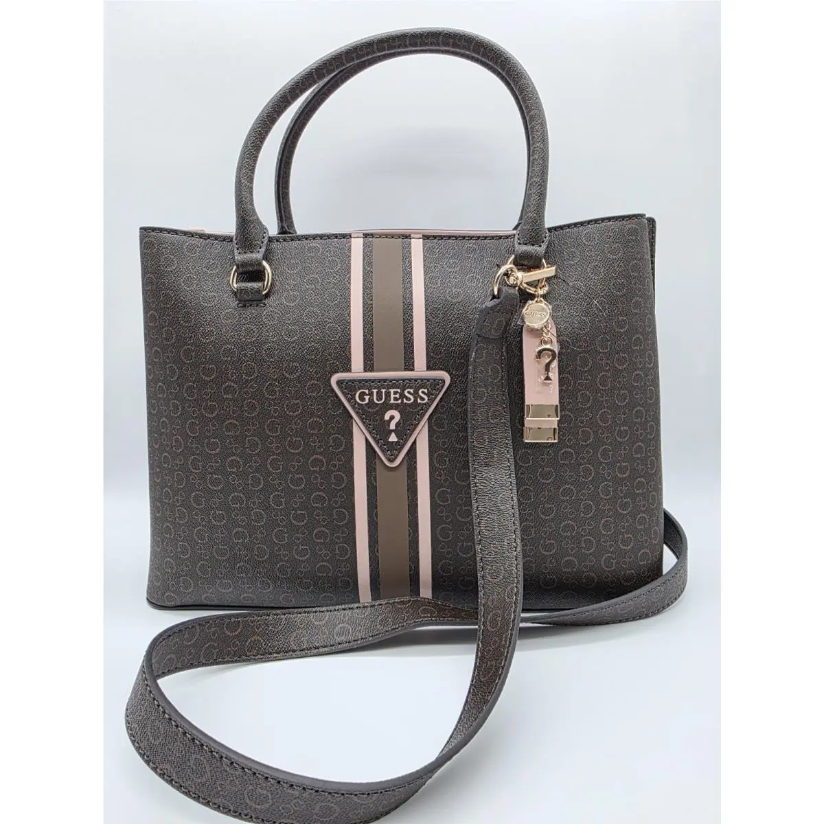 Tabitha Brown Monogram Stripe Satchel Handbag/crossbody by Guess