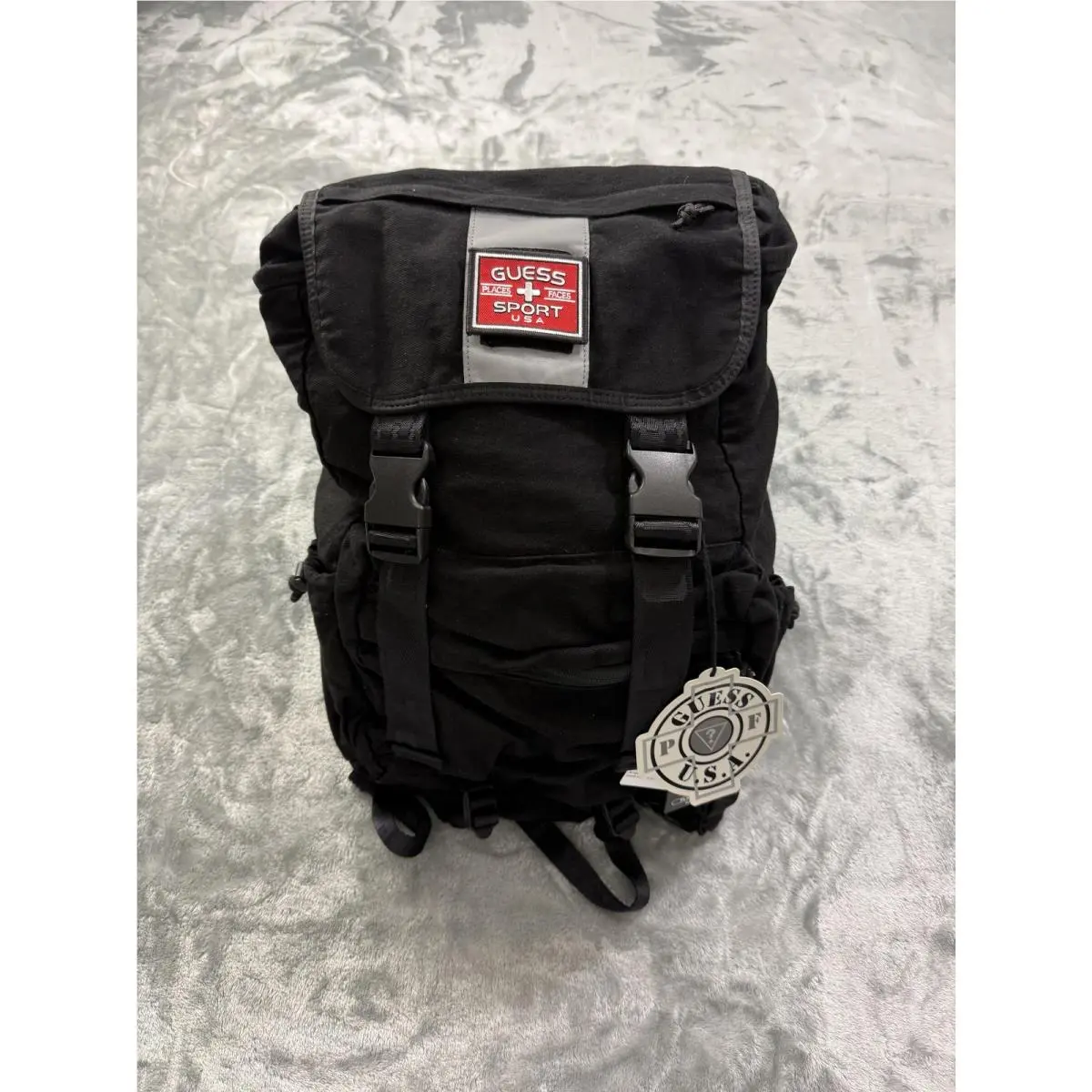 Guess Places+faces Backpack Medium Men`s Black Sport Made In Usa Daypack
