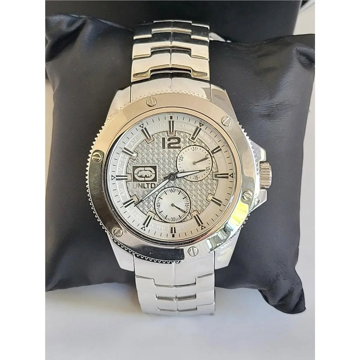 Unltd Men`s Silver Tone Crystal Accent Chronograph Watch E16545G1 by Marc Ecko
