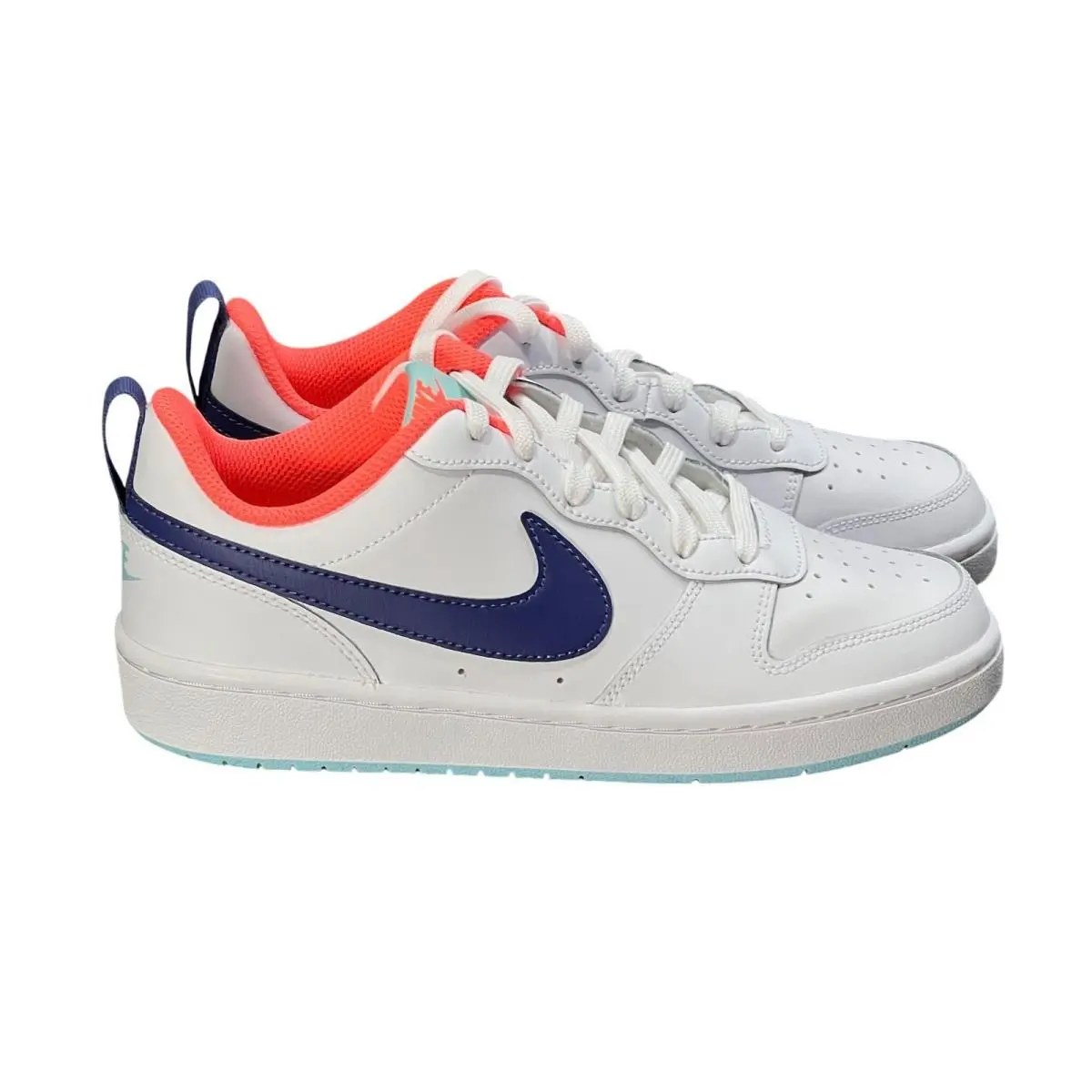 Court Borough Low 2 GS Youth 5.5 / Wmns 7 White/purple Shoes BQ5448-112 by Nike