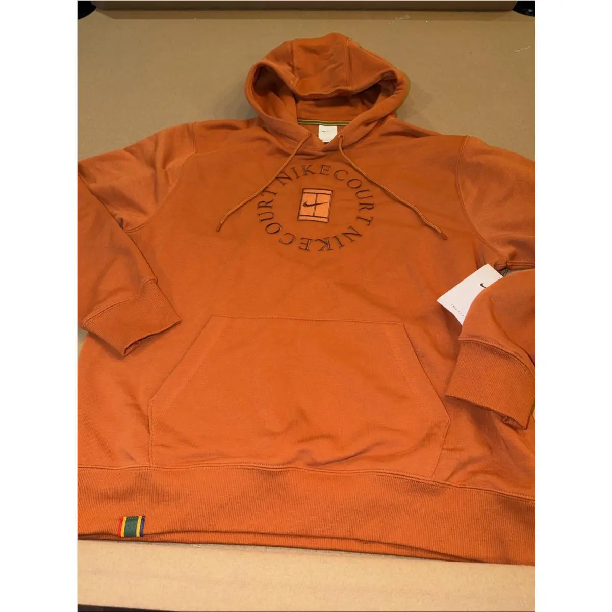 Nike Men’s Heritage Court Hooded Sweatshirt French Terry Size M Rust Color Way