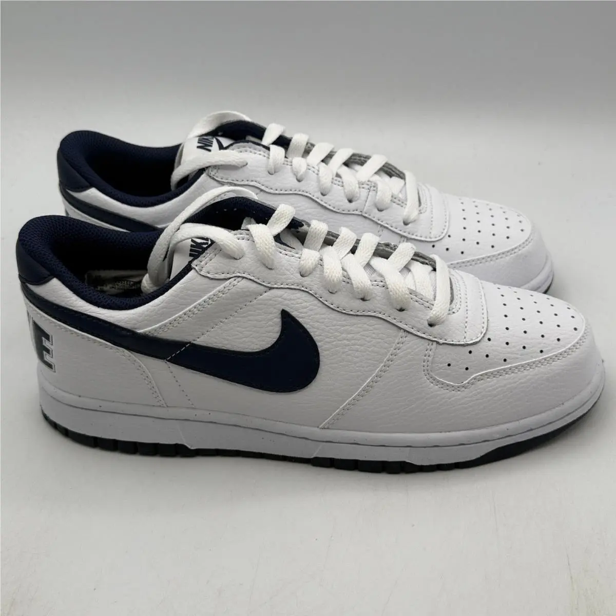 Nike Big Nike Low Shoes Mens Size 8.5 White Midnight Navy Casual 355152-140