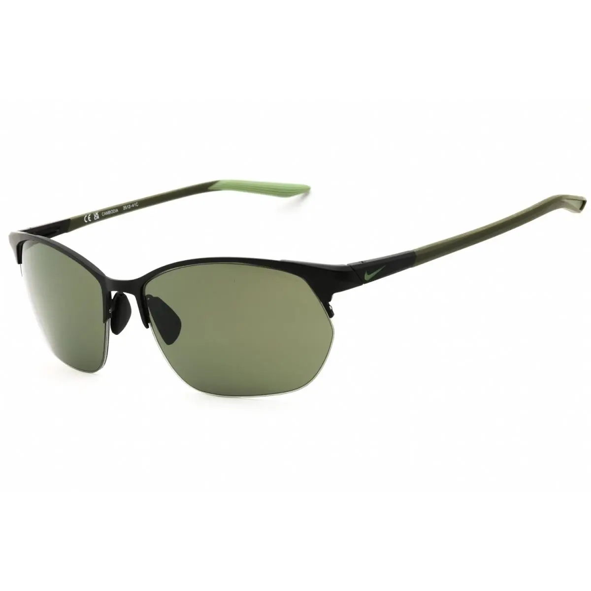 Nike Modern Metal Zone IU3289XN 011 Sunglasses Matte Black Frame Green