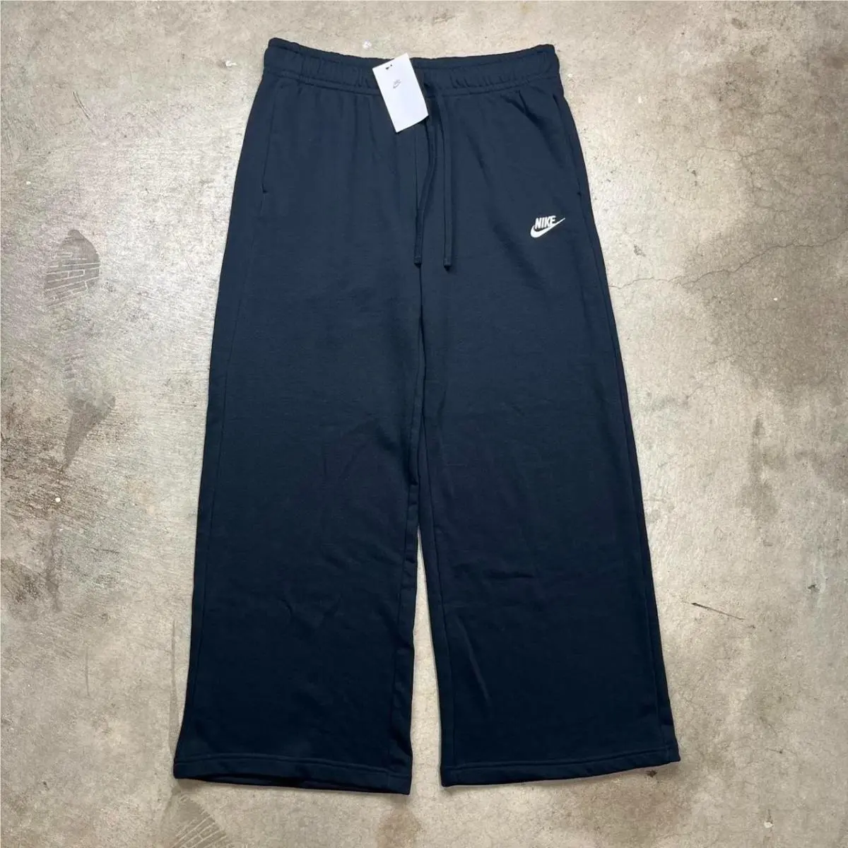 Nike Sweatpants Black Baggy Wide Lege Women Large Drawstring Waist Pockets
