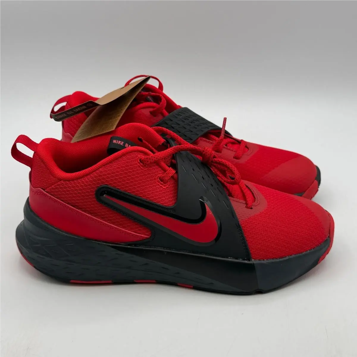 Nike Team Hustle D 12 Shoes Kids Size 7Y Red Black Basketball HF6279-602