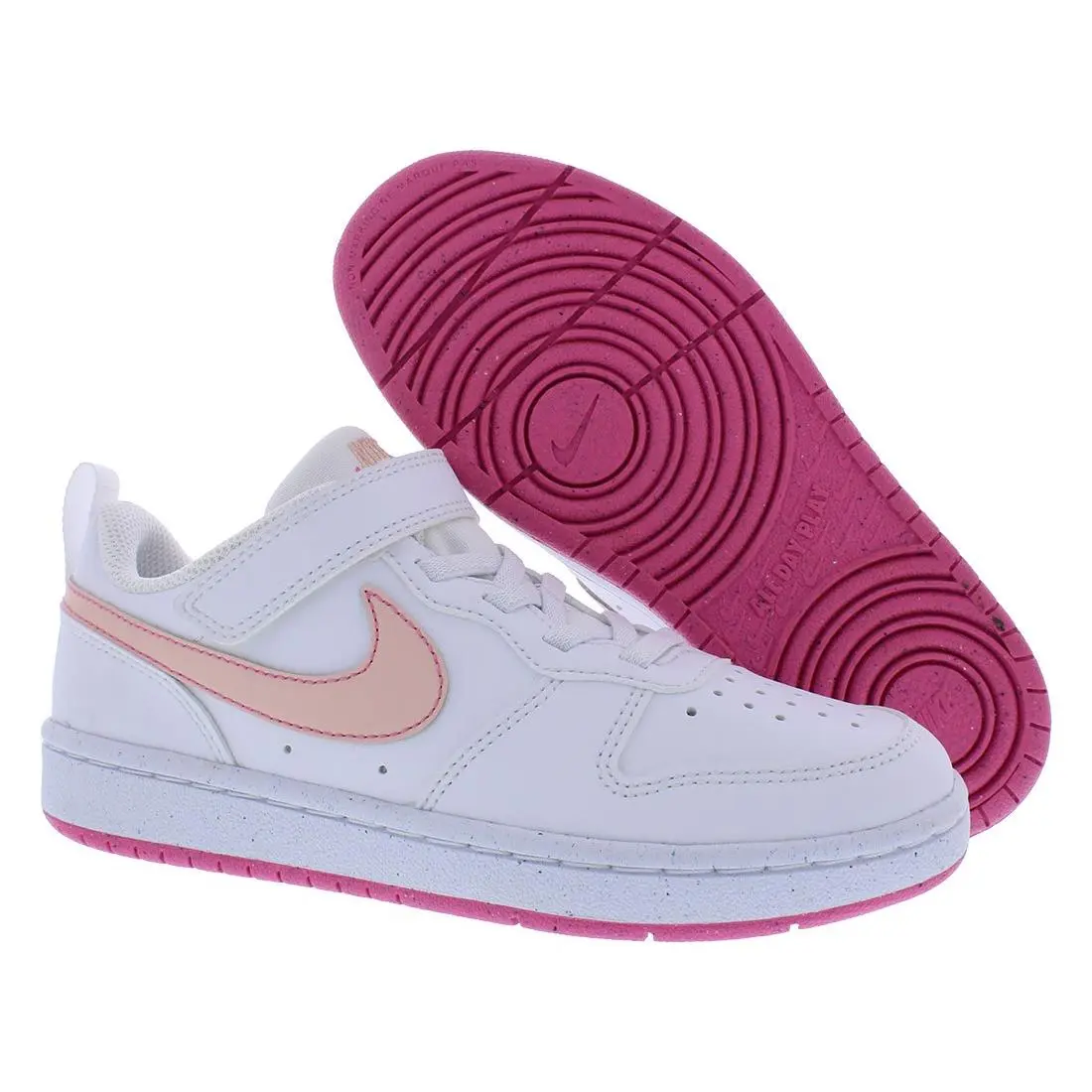 Nike Court Borough Low Recraft PS Girls Shoes Size 10.5 Color: White/artic - White/Artic Orange/Pinksicle, Main: White