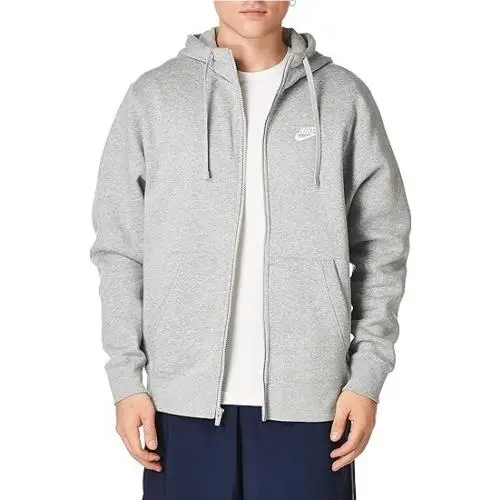Nike Mens Sportswear Club Fleece Zip Up Full Size Hoodie Dark Grey Heather 2XL-T
