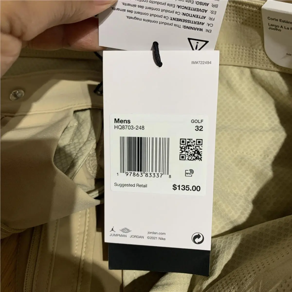 Nike clothing - Jordan Dri-Fit Golf Diamond Shorts - HQ8703-248 - Brown (UPC: 197863833378) 6